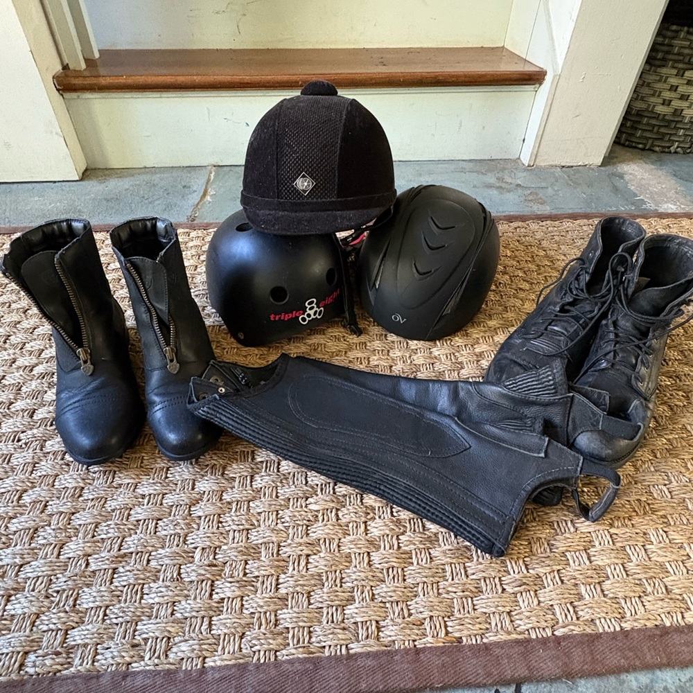 Girls’ Riding booties and helmet bundle.